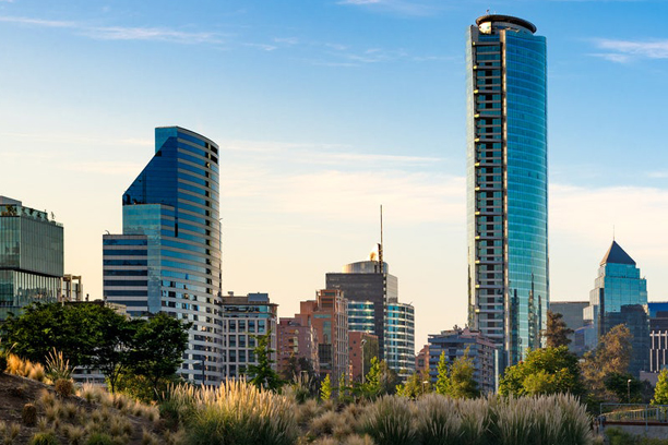 Skyline of buildings at Las Condes district, Santiago de Chile